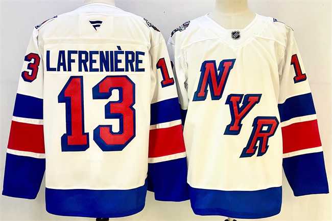 Men%27s New York Rangers #13 Alexis Lafreniere White 2024-25 Stadium Series Stitched Jersey